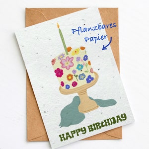 Pflanzbare Geburtstagskarte "Happy Birthday" | Samenpapier Klappkarte | Wildblumen | Blumensamen Karte | Nachhaltiges Geburtstagsgeschenk