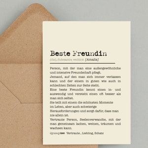 Definitionskarte BESTE FREUNDIN personalisiert | Geschenk Geburtstag | Duden | Dankeschön | Geburtstagskarte für Freundin |BFF Karte