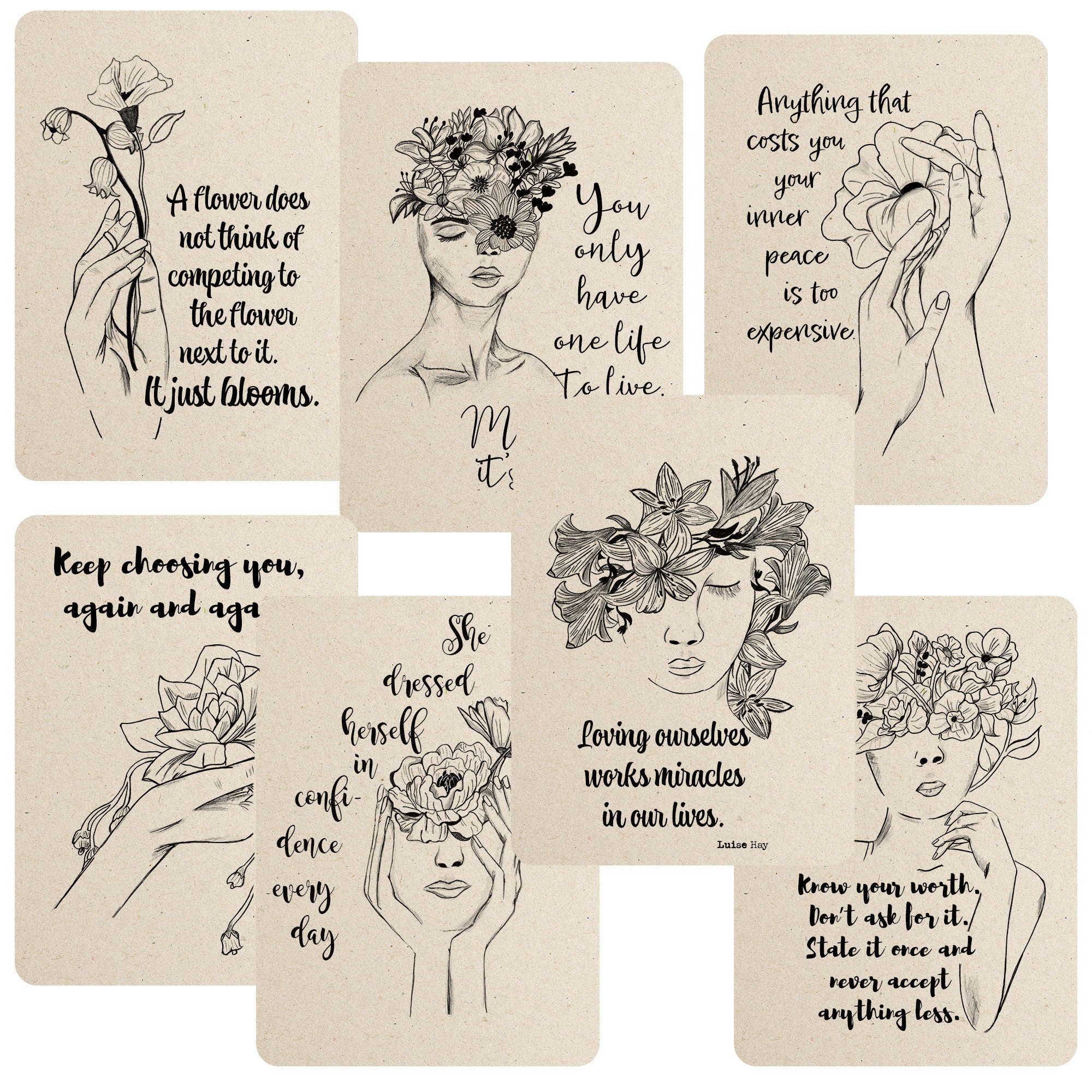 Cute Love Card Set of 4, Set of 4 Valentine's Cards Including Kraft Paper  Envelopes, Heart Cards, Illustrated Love Cards 