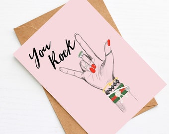 Birthday card for best friend "You rock" | International Women's Day card | Gift girlfriend | Card wife for bosom friend | Motivational card