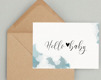 Birth card "Hello baby" | Boho Birth Card | Greeting card baby | Baby card | Congratulations card baptism | Watercolor birth card