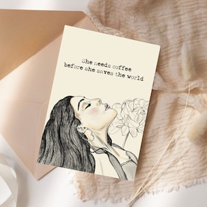 Klappkarte - "She saves the world" -  im Din A6 Format - Geschenk Beste Freundin - Karte Lieblingsmensch