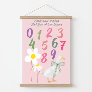 Personalisierbares Zahlenposter für Kinder – Lerne Zählen von 1 bis 9 mit Name, Lernposter, Buntes Kinderzimmer Deko Geschenk