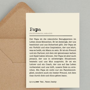 Karte PAPA | Definitionskarte | Vatertagskarte personalisiert | Duden | Geburtstagsgeschenk für Vater | Papa Definition | Karte zum Vatertag