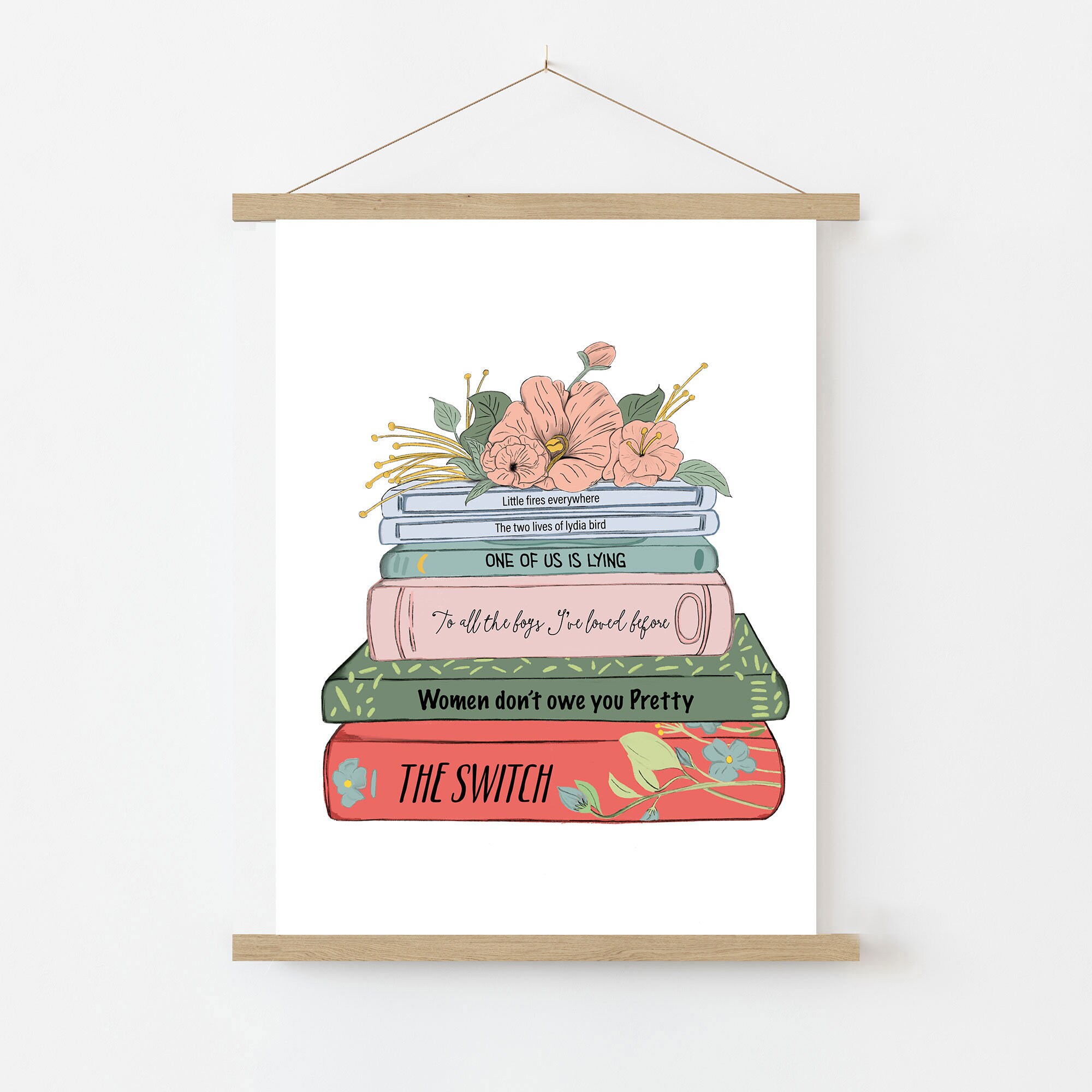 Books poster "Favorite Books", personalized with the titles of your favorite books, gift for readers, decoration for book lovers