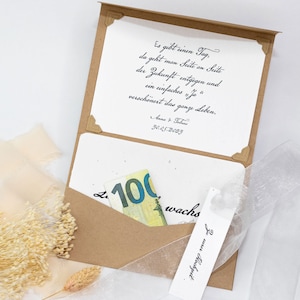 Cadeau en espèces pour un mariage GRANDIR L'AMOUR | Personnalisé | Carte de mariage | Cadeau de mariage | Coffret cadeau | Coffret cadeau en papier ensemencé
