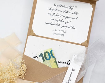 Geldgeschenk Hochzeit | Geschenkkarte Hochzeit LASS LIEBE WACHSEN | Nachhaltiges Hochzeitsgeschenk | Geschenk Schachtel Hochzeitskarte Geld