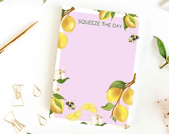 Notepad stationery "Lemons" | 40 pages recycled paper | Note pad notebook | to do pad | A5 notebook | task scheduler