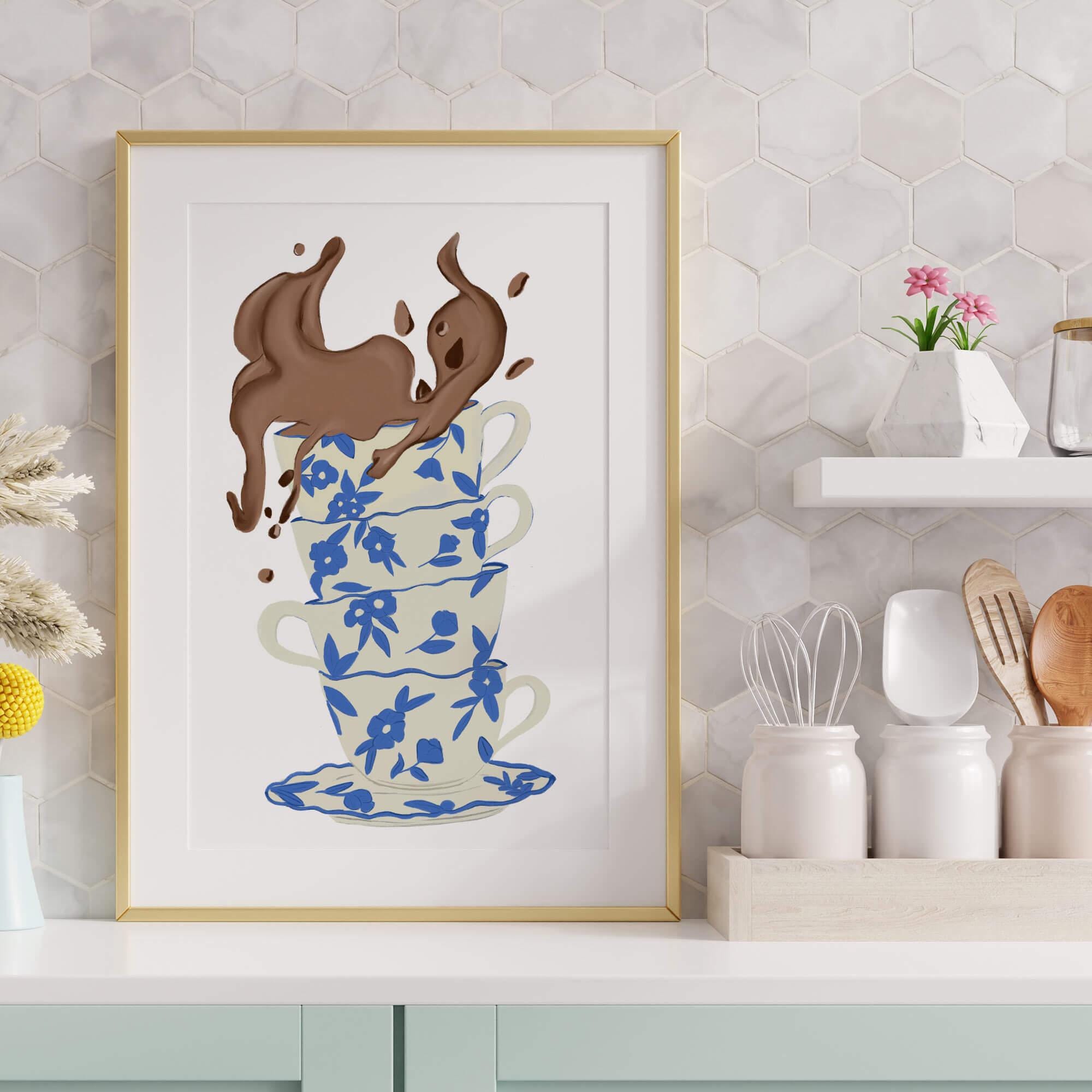 Good morning coffee poster decoration print of coffee cups print for coffee corner gift for coffee lovers decoration for the kitchen trendy decoration
