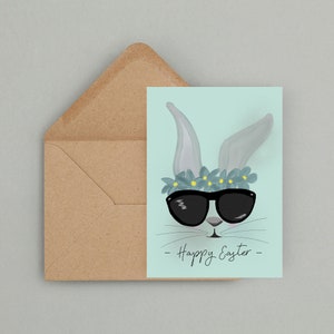 Coniglio biglietto di Pasqua e busta Biglietto d'auguri di buona Pasqua Cartolina di Pasqua