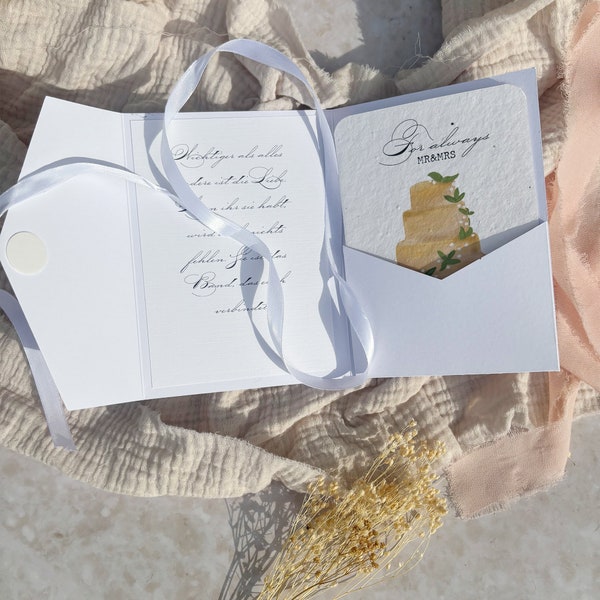 Geldgeschenk Hochzeit | Geschenkkarte Hochzeit Motiv KUCHEN | Nachhaltiges Hochzeitsgeschenk | Geschenk Schachtel Hochzeitskarte Pocketfold