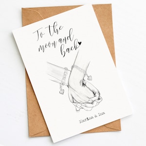 Personalisiertes Geschenk für beste Freundin "To the moon and back" | Valentinstag Karte | Geburtstagskarte für beste Freundin
