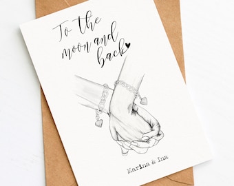 Personalized gift for best friend &quot;To the moon and back&quot; | Valentine&#39;s Day card | Birthday card for best friend