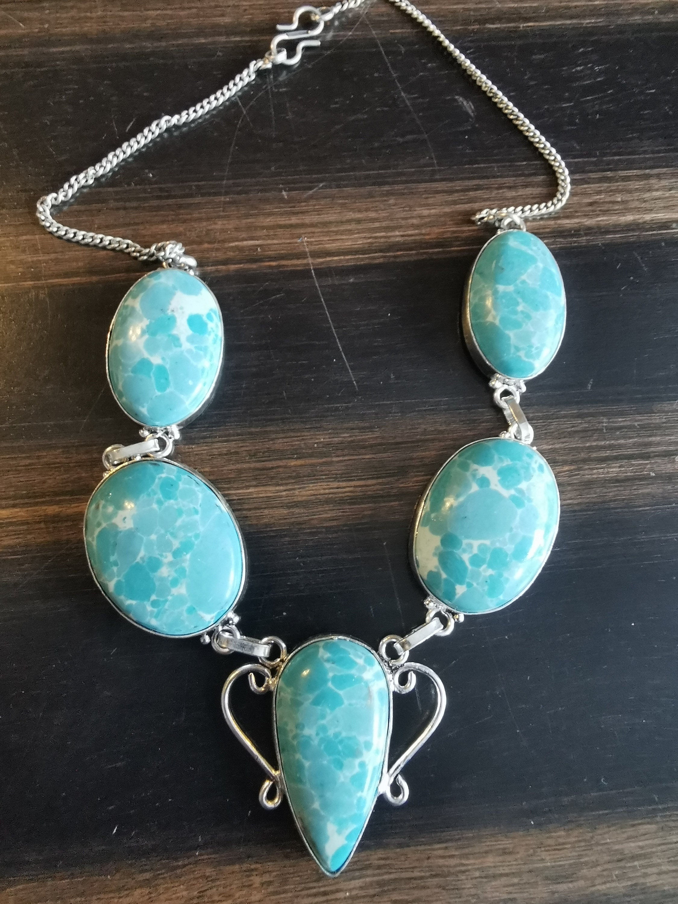 Beautiful necklace with light blue stones Etsy