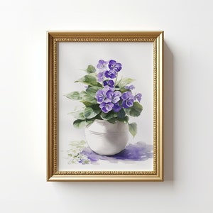 Watercolor Fine Art Print of a Violet Plant from Cool Aunt Designs, Artwork by Dawn Johnson