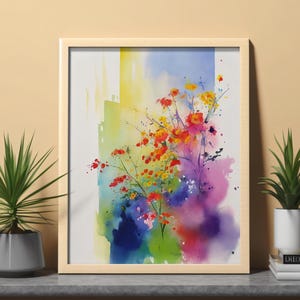 Modern Wildflower Bouquet Fine Art Print from Cool Aunt Designs, Artwork by Dawn Johnson, Contemporary Floral Art, Vibrant Colors