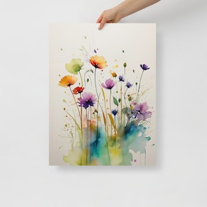 Wildflower Meadow Fine Art Print from Cool Aunt Designs, Artwork by Dawn Johnson, Contemporary Floral Art, Vibrant Colors, floral decor