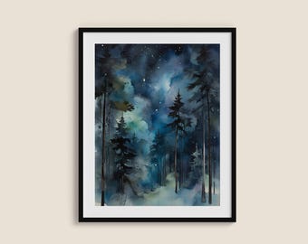 風景画 水彩画 『森の呼吸』 オリジナルの水彩画：森の中、森の風景