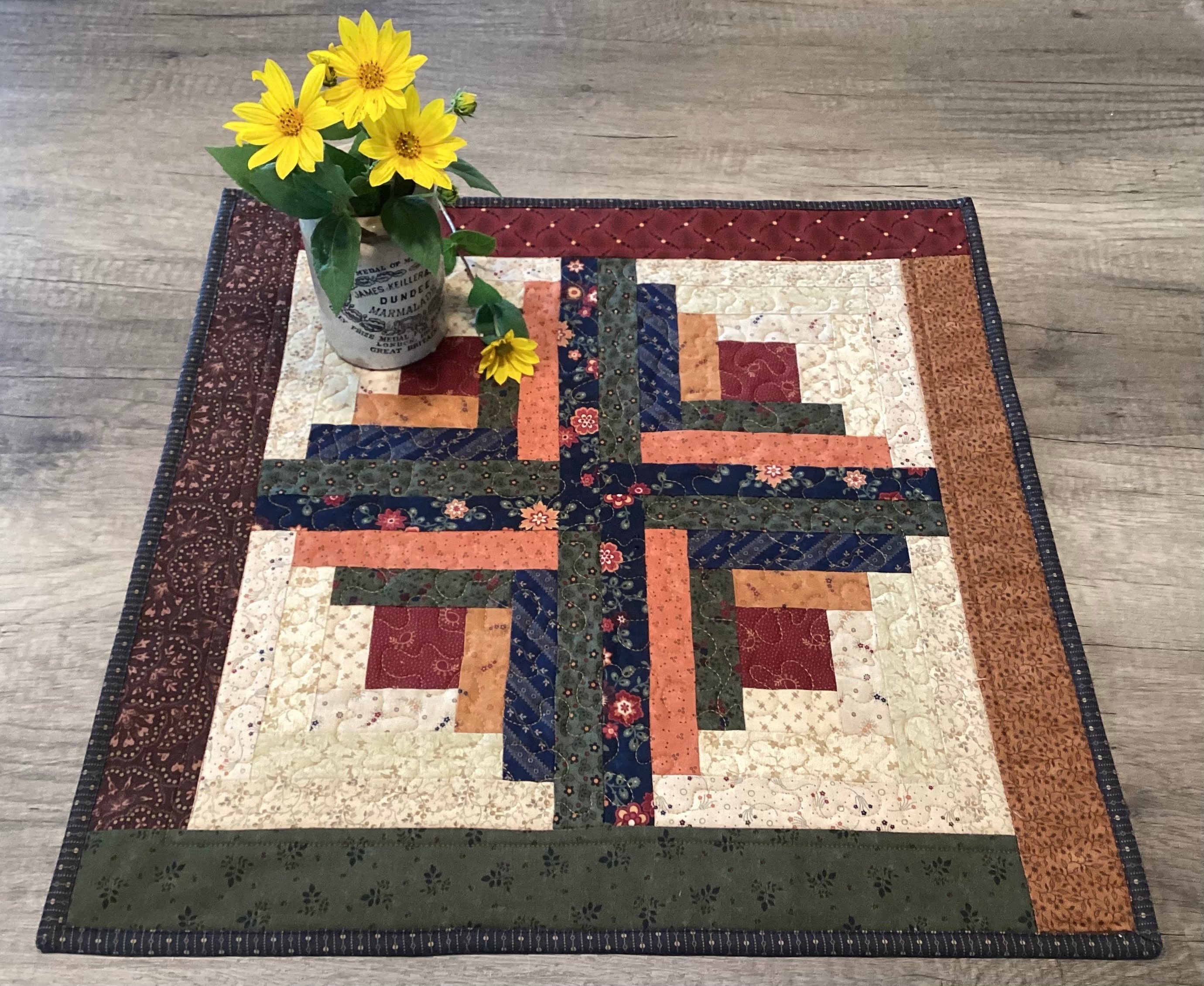 Log Cabin Table Topper 20.5x20.5 Etsy