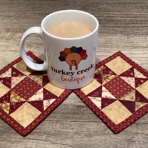 Ohio Star Berry Quilted Coasters, Set of 2