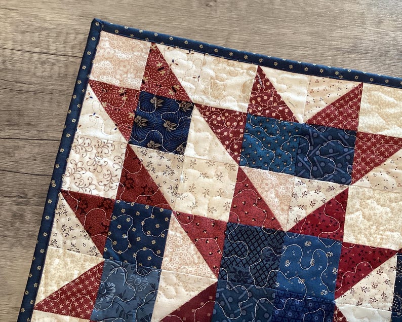 American Starburst Quilted Table Topper - Etsy