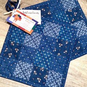 Blue Patchwork Hot Pads, Set of 2