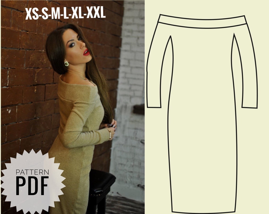 Lady dress Off shoulder dress sewing pattern for women PDF Etsy