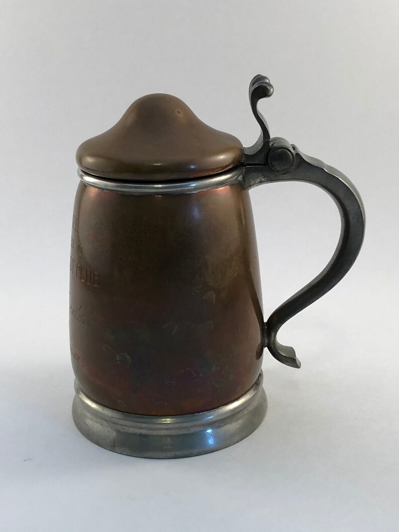 1905 Reed & Barton Copper and Pewter Tankard Trophy with glass Etsy