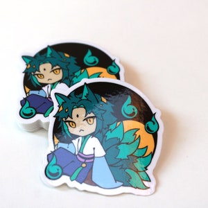 Genshin Fox Spirit AU Xiao 2&quot; Glossy Sticker