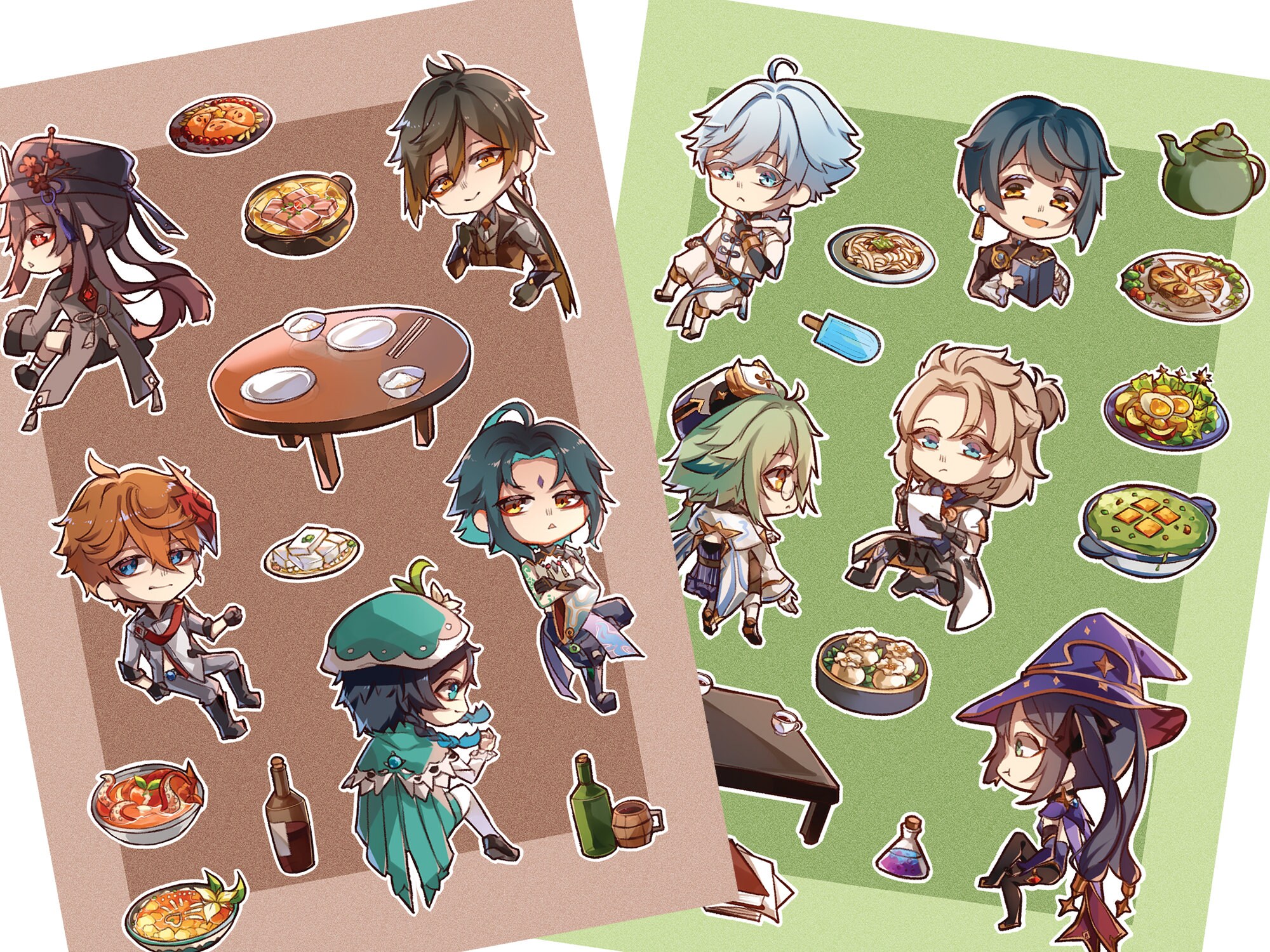 Genshin Impact Food Sticker Sheet Stackable Scene And Etsy Norway