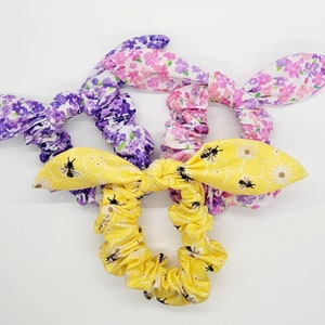 Easter Scrunchies, Bunny Ear Scrunchies, Bee Scrunchie, Bumble Bee, Hair scrunchies, Hair Ties, Spring Scrunchies, Hair Scarf Scrunchies