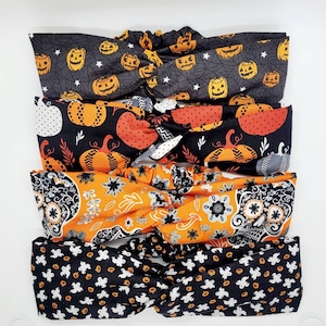 Halloween Headbands, Pumpkin Headband, Sugar Skull Headband, Ghost Headband, Turban Twist Headband, Boho Headband, Knotted Headband, Spooky