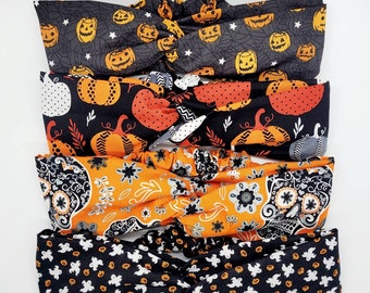 Halloween Headbands, Pumpkin Headband, Sugar Skull Headband, Ghost Headband, Turban Twist Headband, Boho Headband, Knotted Headband, Spooky
