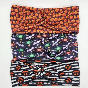Halloween Headbands, Pumpkin Headband, Spiders, Boho Twist Headband, Knotted Headband, Turban Headband, Soft Knit Headband, Women&#39;s Headband