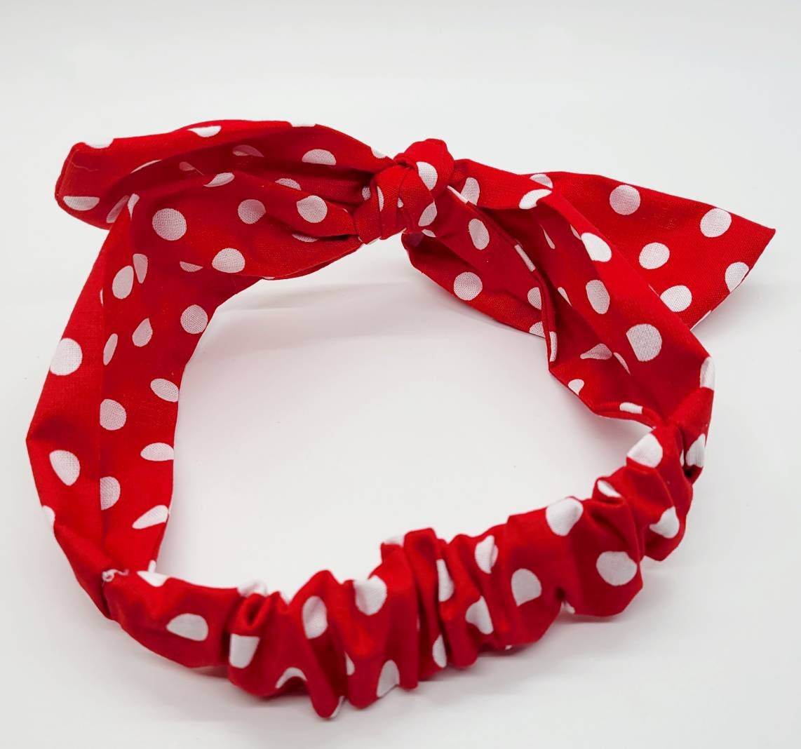Polka Dot Headband Tie Headband Bow Headband Christmas Etsy