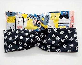 Paw Print Headband, Dog mom headband, Cat lover headband, Cat mom, Turban twist headband, Headband for women, Adult Headband, Gifts for her