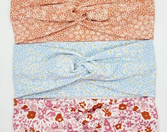 Boho Twist Headbands, Women's Knot Headbands, Turban Headband, Soft Knit Headbands, Wide Headband, Nurse Headband, Mother's Day Gift, Floral