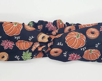 Pumpkin Spice Headband, Pumpkin Spice Donut, Fall Headband, Autumn Headband, Turban twist headband, Knot headband, Thanksgiving