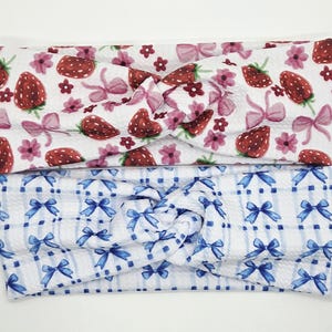 Coquette Headbands, Coquette Bows Strawberry and Bows, Soft and Stretchy Headbands, Twist Headbands, Headbands for women, Nurse Headbands