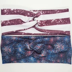 4th of July Headband, Fireworks Headband, Patriotic Headband, Twist Headband, Knotted Headband, Headband for women, Independence Day, Summer