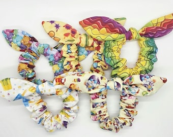 Summer Scrunchies, Hair Scrunchies, Back to School Scrunchies, Bow Scrunchie, Scrunchie Scarf, Bunny Ear Scrunchies, Hair Tie, Scrunchie Set