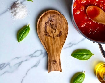 Engraved Olivewood Spoon Holder