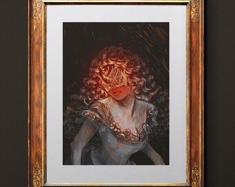 Phantom Of The Opera Print | Burning Chandelier Illustration