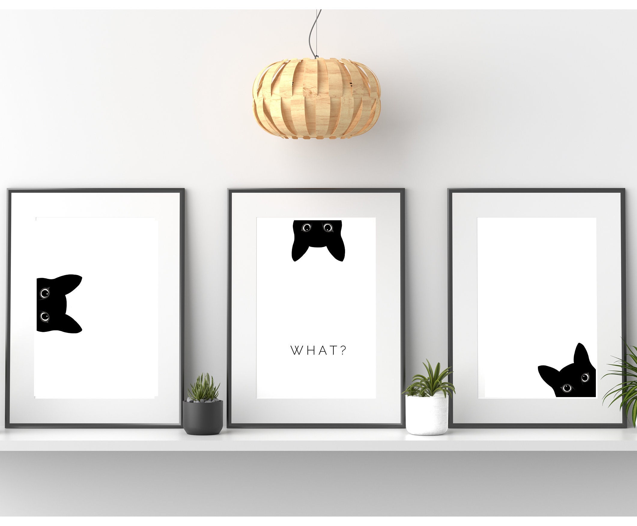Set of 3 Black Cat Wall Art Cute Cat Art Print Funny Wall Etsy