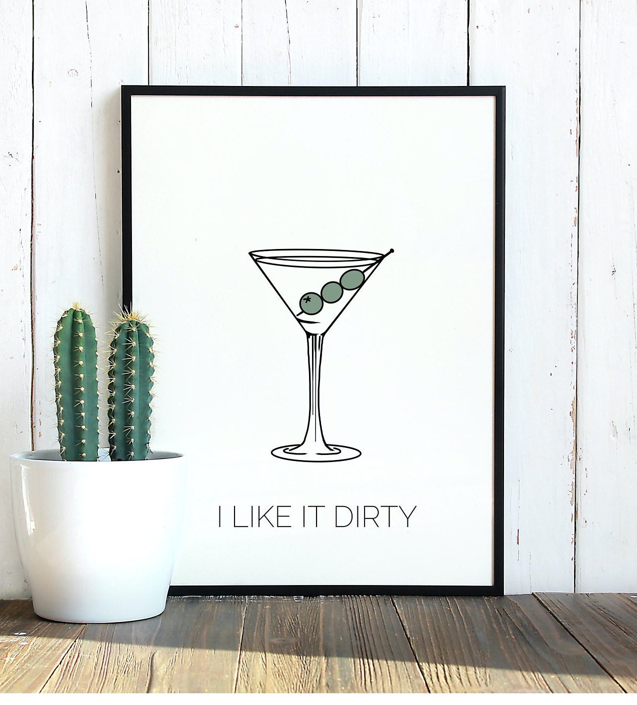 Dirty Martini Art Print Cocktail Wall Art I Like it Dirty Etsy