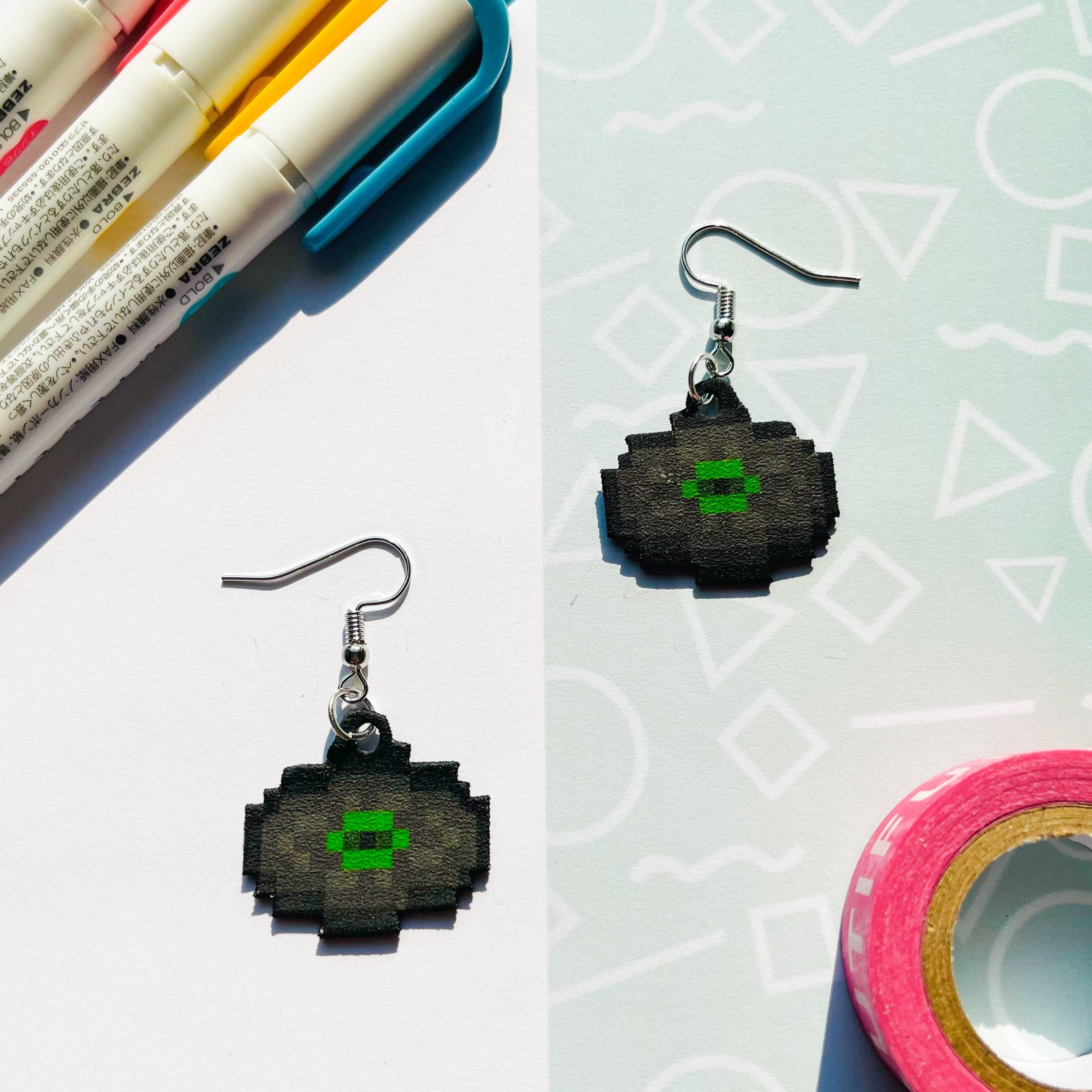 Minecraft Disk earrings | Etsy