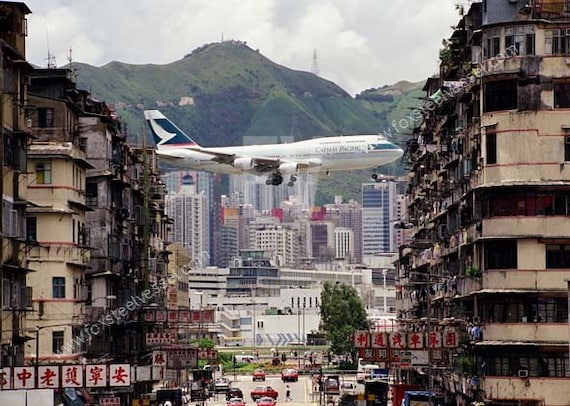 Hong Kong, Hong Kong Print, Airplane Art, Airplane Photography