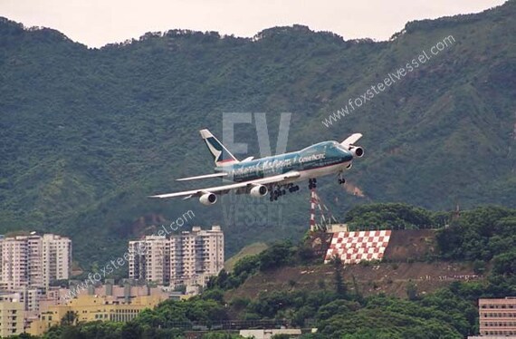 Cathay Pacific, Checker Board, Airplane Photo Print, Kai Tak