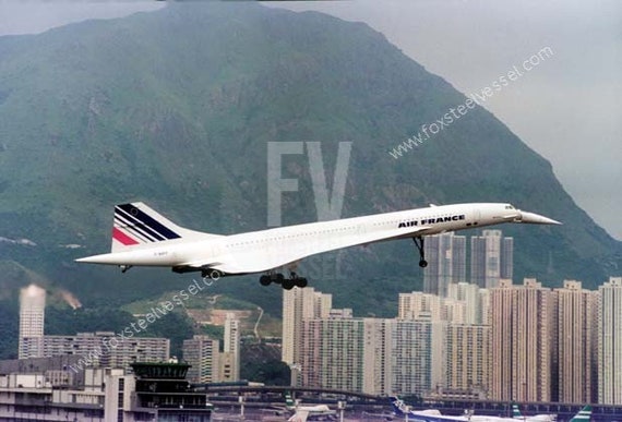 Airplane Art, Hong Kong Print, Air France F-BVFF Concorde, Kai Tak