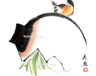 Digital download, A Nice Quiet, 享受寧靜, Chinese Ink Painting, Free Style, Bird Art, Art Print Download, China Art, Home Decor, Wall Art,